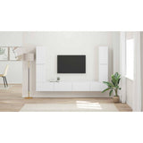 TV Cabinet Set Wall-mounted 2 pcs White Engineered Wood - Extra Image