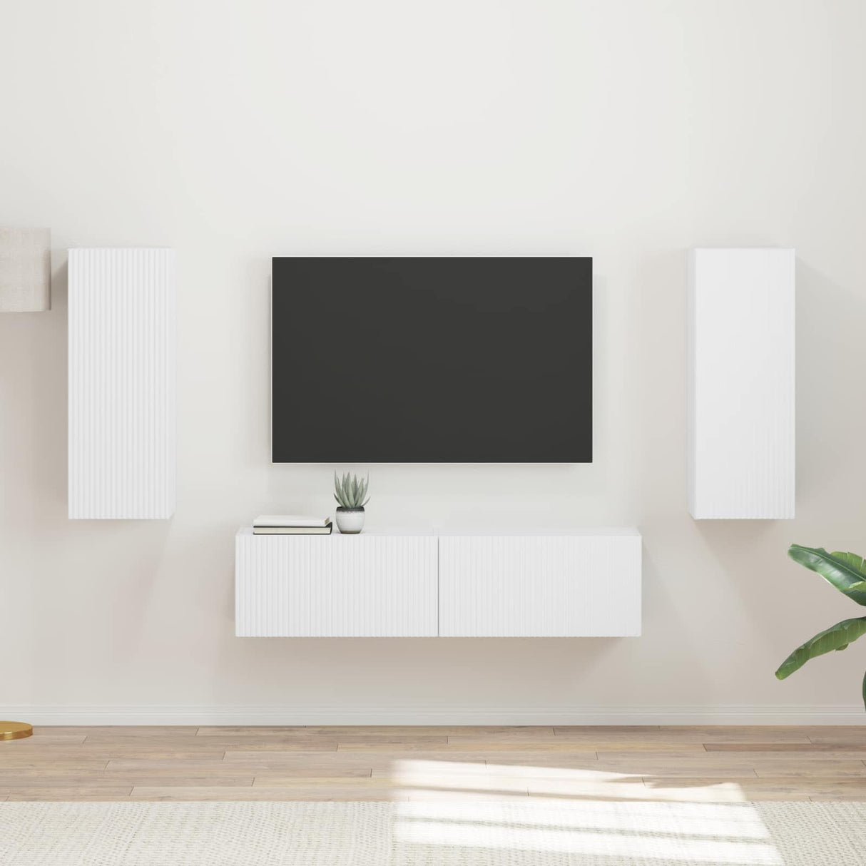 TV Cabinet Set 2 pcs White Engineered Wood