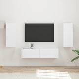 TV Cabinet Set 2 pcs White Engineered Wood