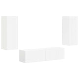 TV Cabinet Set Wall-mounted 2 pcs White Engineered Wood - Front View