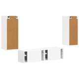 TV Cabinet Set Wall-mounted 2 pcs White Engineered Wood - Low Angle