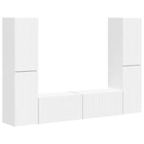 TV Cabinet Set 6 pcs White Engineered Wood - Front View