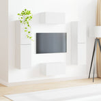 TV Cabinet Set 6 pcs White Engineered Wood