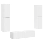 TV Cabinet Set 6 pcs White Engineered Wood