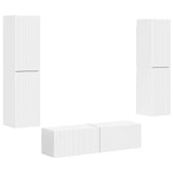 TV Cabinet Set 6 pcs White Engineered Wood - Front View