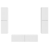 TV Cabinet Set 6 pcs White Engineered Wood
