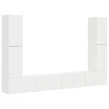 TV Cabinet Set 8 pcs White Engineered Wood