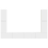 TV Cabinet Set 8 pcs White Engineered Wood