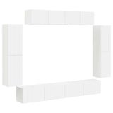 TV Cabinet 8 pcs White - Front View