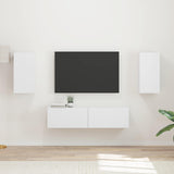 TV Cabinet Set 4 pcs White Engineered Wood