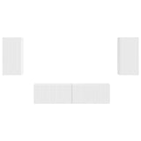 TV Cabinet Set 4 pcs White Engineered Wood - Close-Up Angle