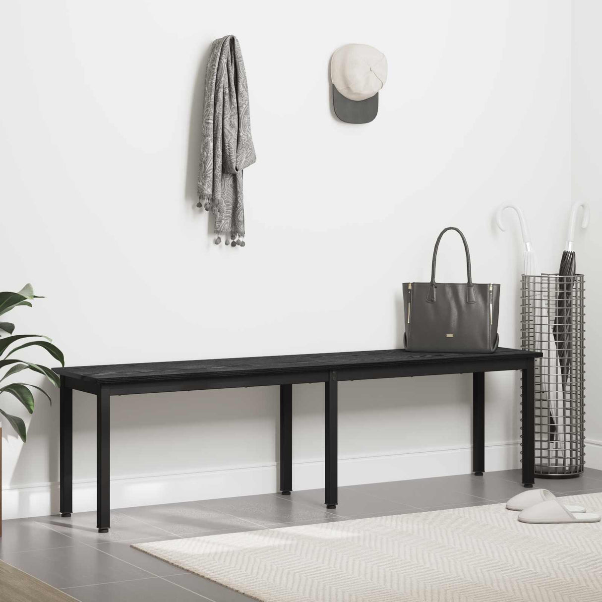 Bench Black Oak 160 x 35 x 45 cm Engineered Wood