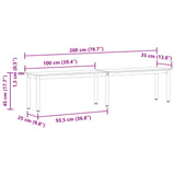 Bench Black Oak 200 x 35 x 45 cm Engineered Wood