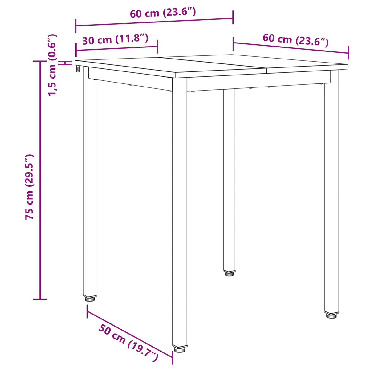 Dining Tables 60 x 60 x 75 cm Engineered Wood Sonoma Oak Square