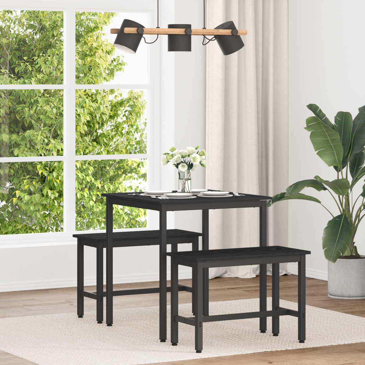 Dining Tables 70 x 70 x 75 cm Engineered Wood Black Oak Square