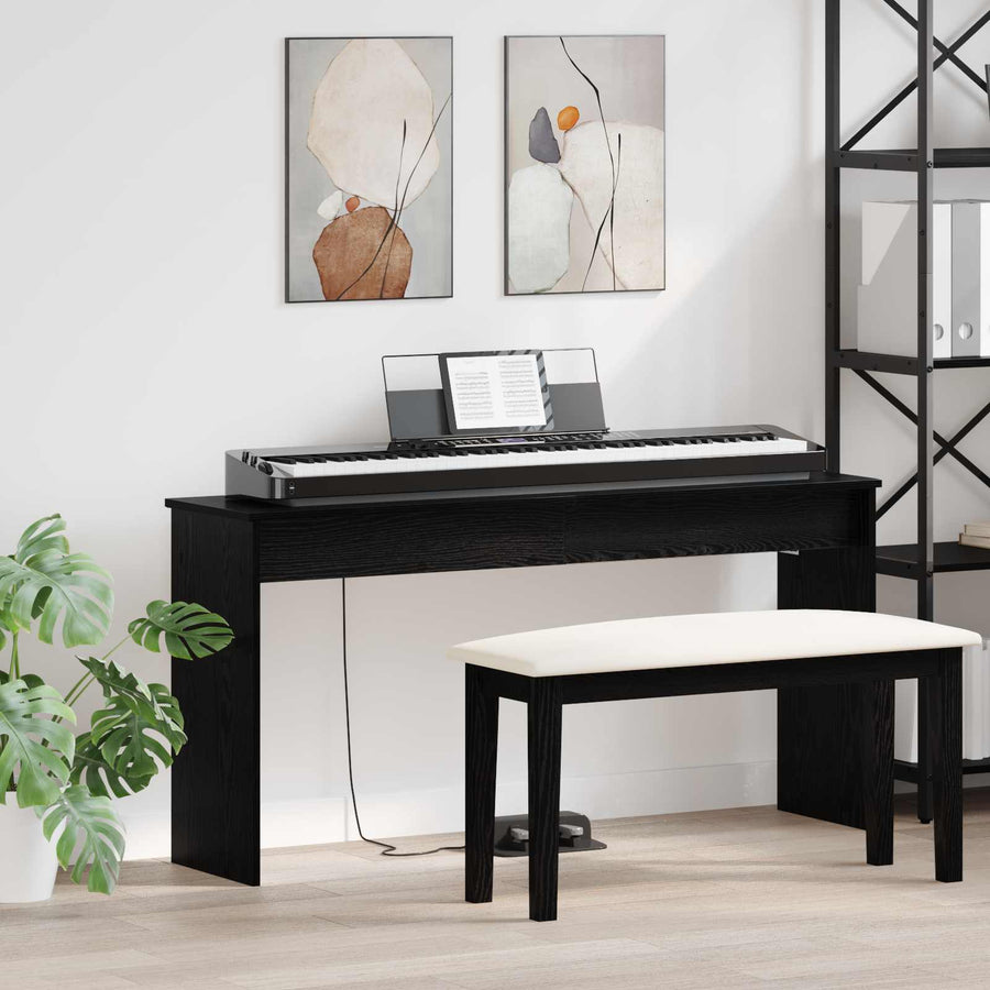 Keyboard Stand Black Oak 130 x 32 x 64 cm Engineered Wood