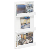 Magazine Rack with Shelf White 51 x 11 x 102 cm Engineered Wood - Side View