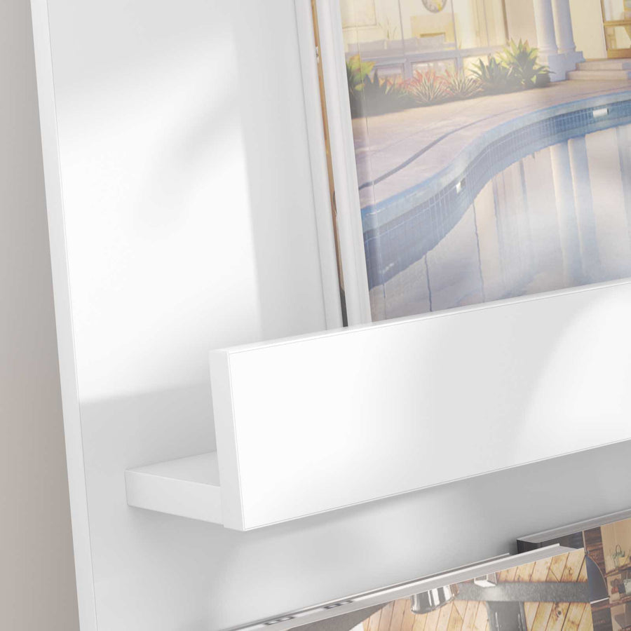 Magazine Rack with Shelf White 43 x 11 x 102 cm Engineered Wood