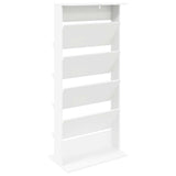Magazine Rack with Shelf White 70 x 41 x 156 cm Engineered Wood - Rear View