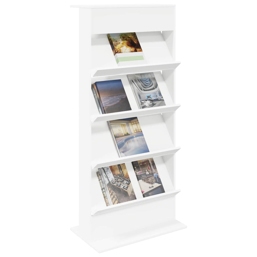 Magazine Rack White 70 x 41 x 156 cm Engineered Wood