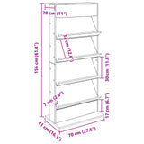 Magazine Rack with Shelf White 70 x 41 x 156 cm Engineered Wood - Close-Up Angle