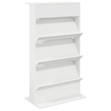Magazine Rack with Shelf White 70 x 41 x 126 cm Engineered Wood - Front View
