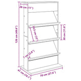 Magazine Rack with Shelf White 70 x 41 x 126 cm Engineered Wood - Close-Up Angle