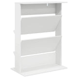 Magazine Rack with Shelf White 70 x 41 x 96 cm Engineered Wood - Rear View