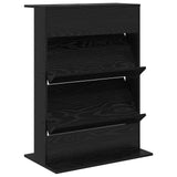 Magazine Rack Black Oak 70 x 41 x 96 cm Engineered Wood - Front View