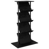 Magazine Rack Black Oak 68 x 40 x 123.5 cm Engineered Wood - Front View