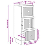 Drawer Cabinet White 33 x 34.5 x 90 cm Engineered Wood