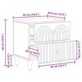 Bedside Cabinet White 43 x 34.5 x 48 cm Engineered Wood - Extra Image