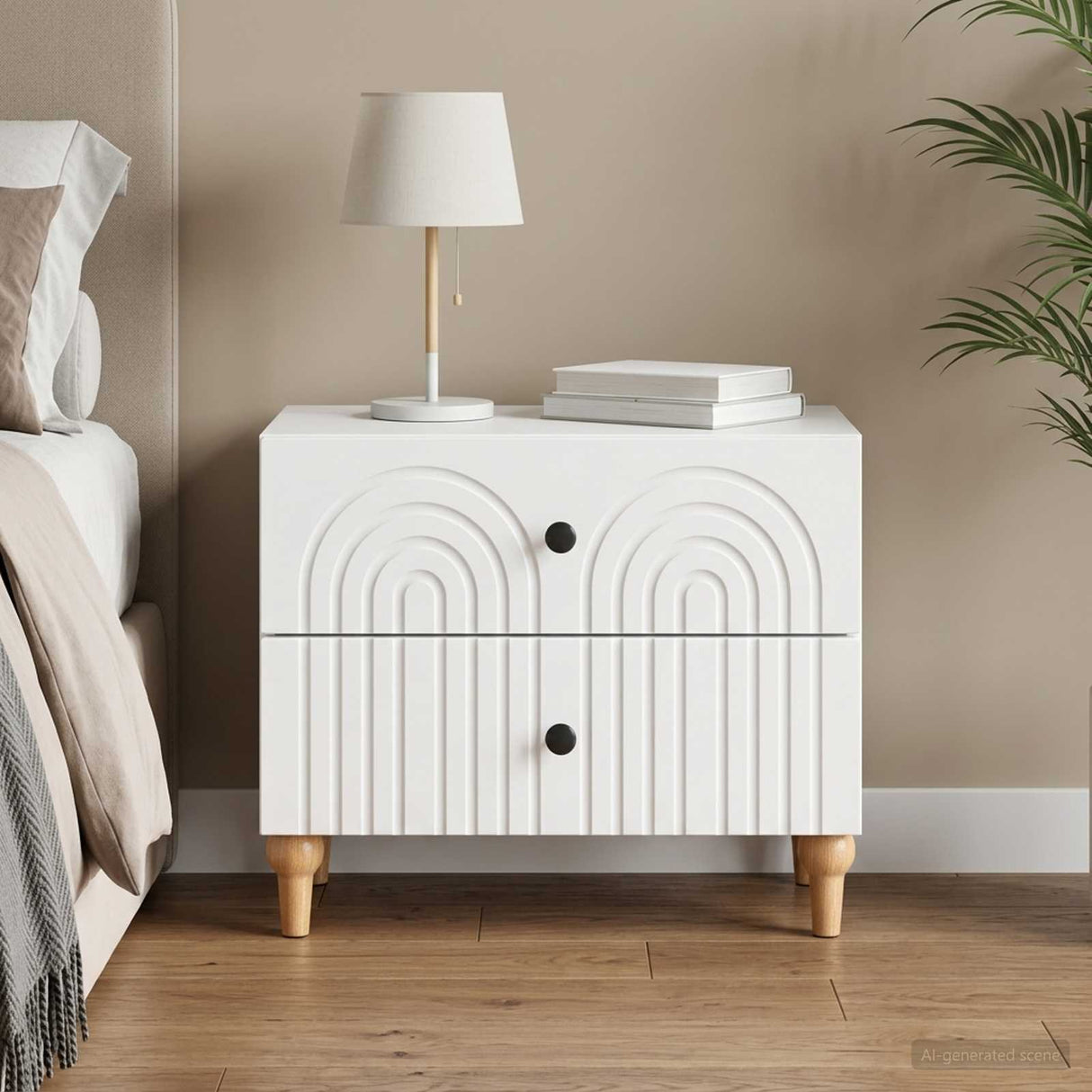 Bedside Cabinet White 62 x 34.5 x 48 cm Engineered Wood