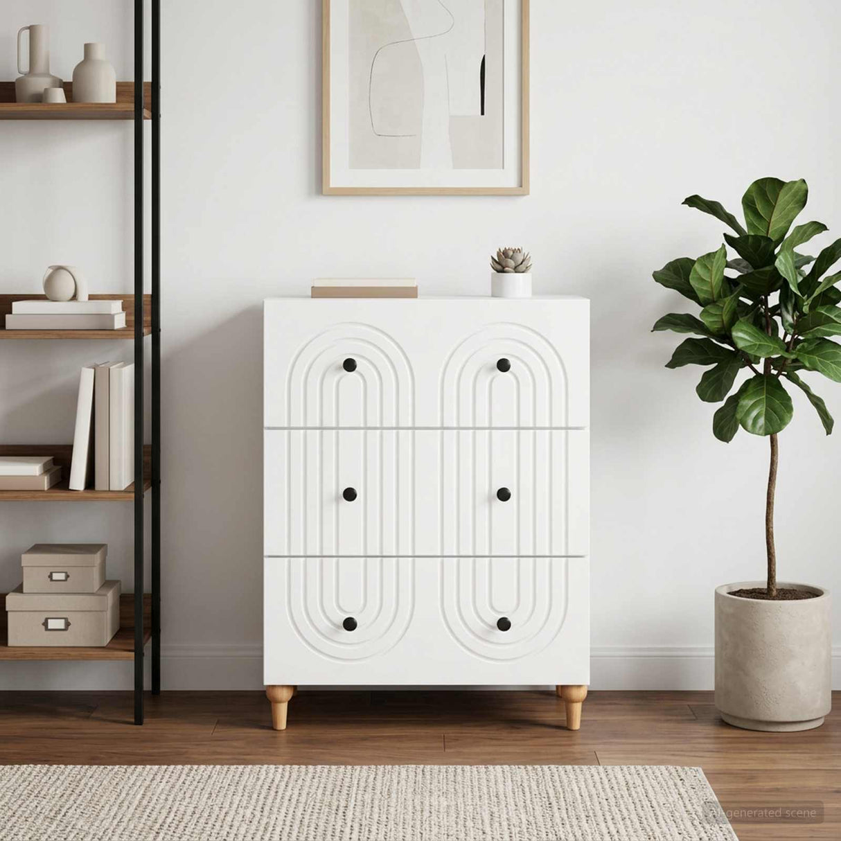 Drawer Cabinet White 66 x 34.5 x 90 cm Engineered Wood