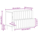 Bedside Cabinet White 62 x 34.5 x 49.5 cm Engineered Wood