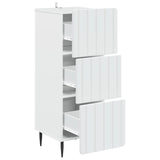 Drawer Cabinet White 33 x 34.5 x 92 cm Engineered Wood - 45-Degree Angle