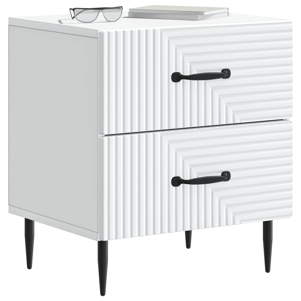 Bedside Cabinet White 43 x 34.5 x 47.5 cm Engineered Wood