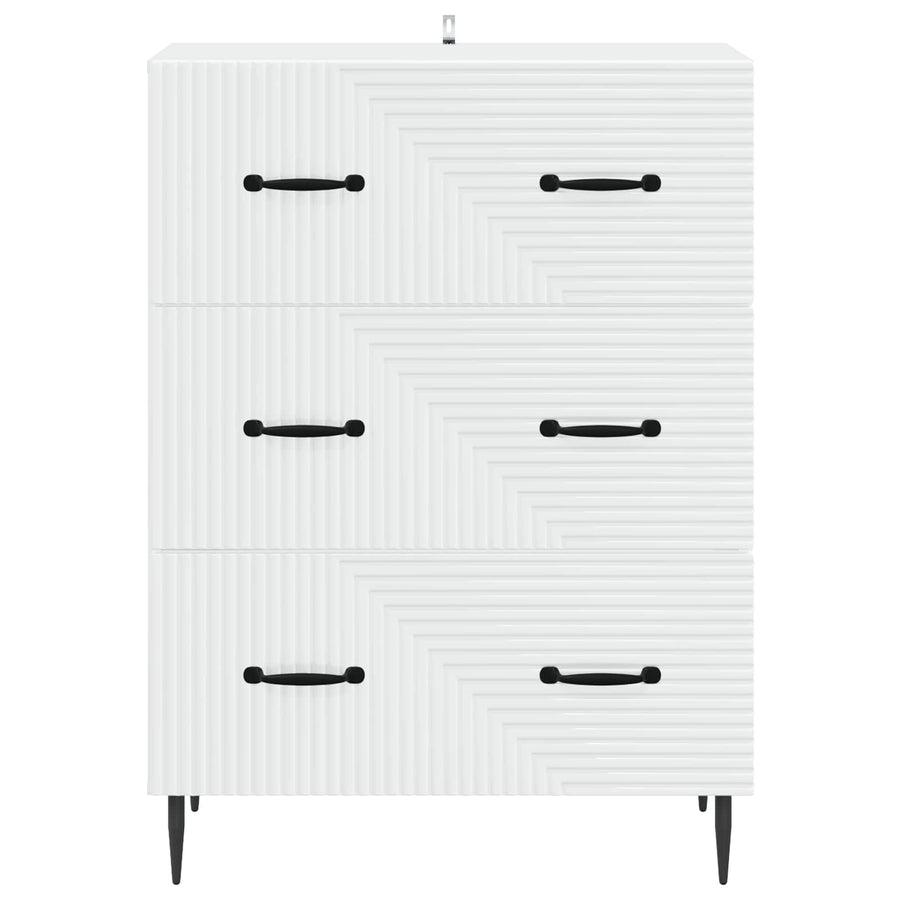 Drawer Cabinet White 66 x 34.5 x 89.5 cm Engineered Wood