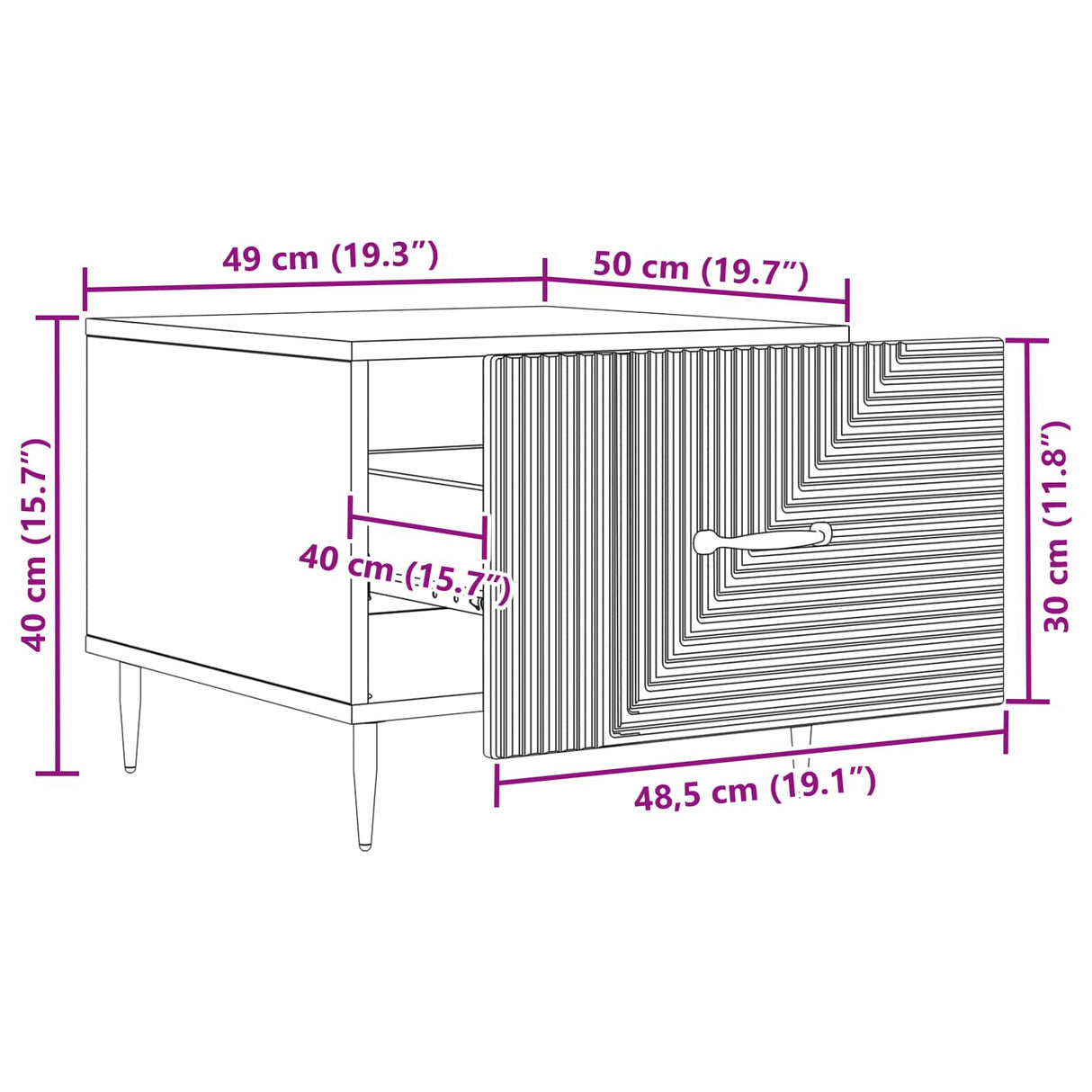 Coffee Table with Drawer White 49 x 50 x 40 cm Engineered Wood