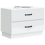 Bedside Cabinet White 62 x 34.5 x 44.5 cm Engineered Wood - Side View
