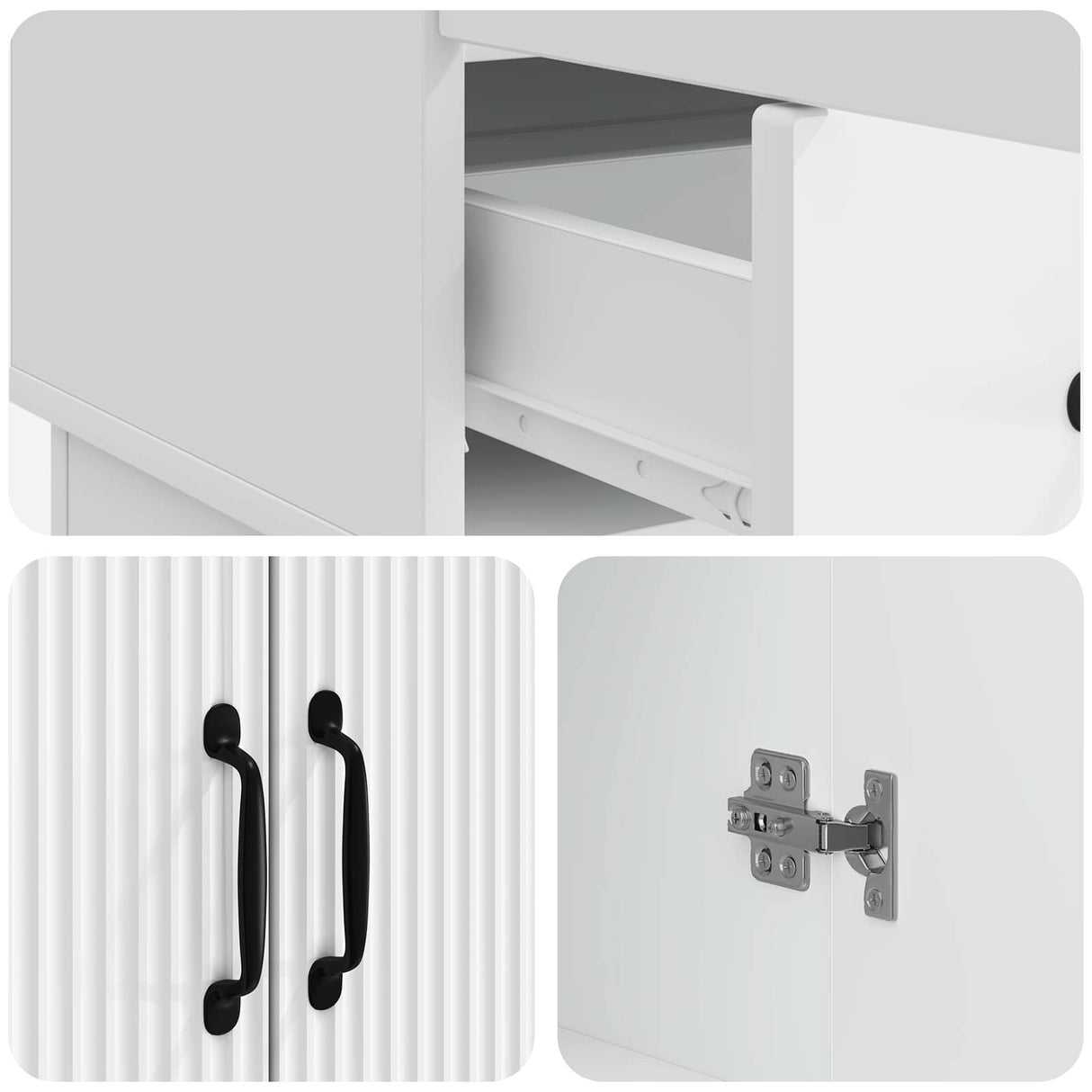 Sideboard with Drawer White 66 x 34.5 x 92 cm Engineered Wood