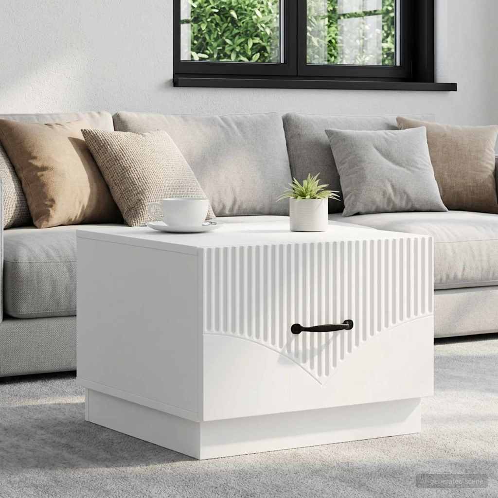 Coffee Table with Drawer White 49 x 50 x 37 cm Engineered Wood