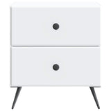 Bedside Cabinet White 43 x 34.5 x 47.5 cm Engineered Wood - 45-Degree Angle