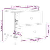 Bedside Cabinet White 43 x 34.5 x 47.5 cm Engineered Wood - Extra Image