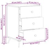 Bedside Cabinet White 43 x 41 x 66.5 cm Engineered Wood - Extra Image