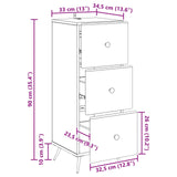 Drawer Cabinet White 33 x 34.5 x 90 cm Engineered Wood