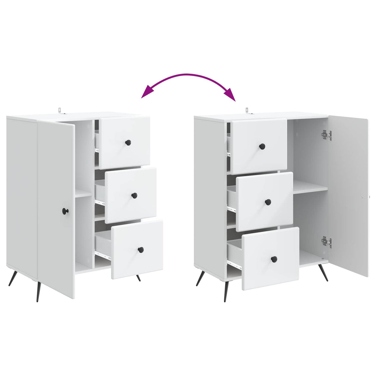 Sideboard with Drawer White 66 x 34.5 x 90 cm Engineered Wood