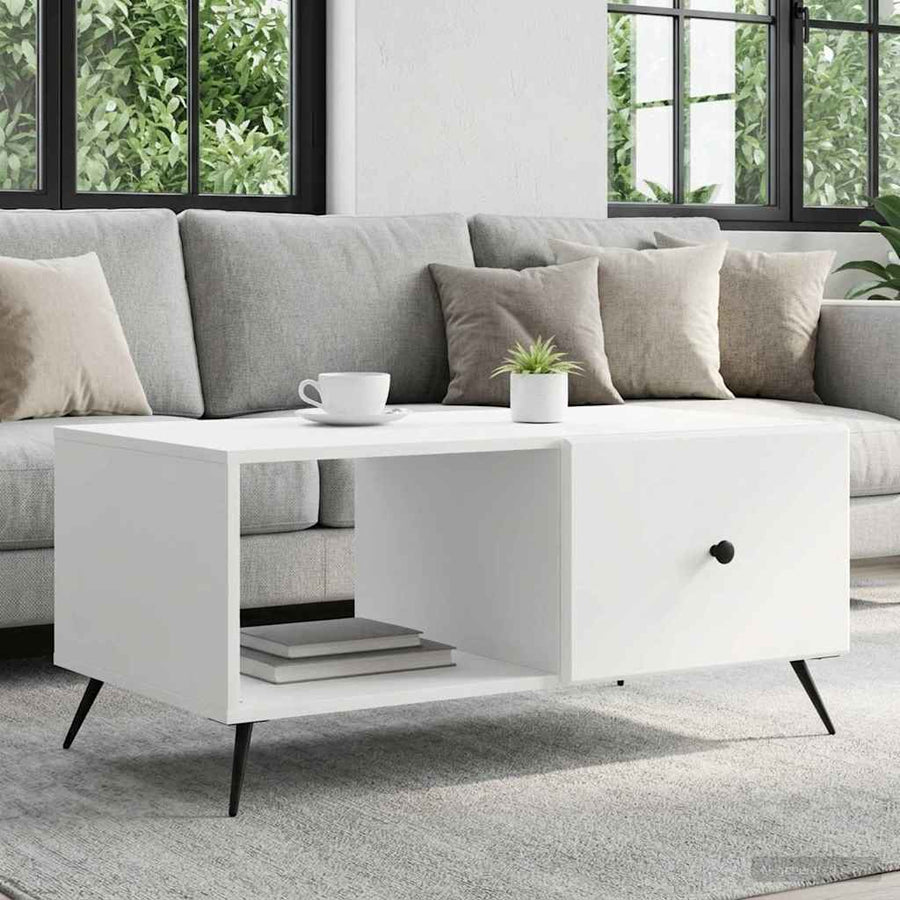 Coffee Table White 90 x 50 x 40 cm Engineered Wood