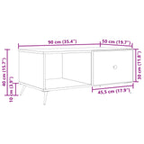 Coffee Table White 90 x 50 x 40 cm Engineered Wood - Extra Image