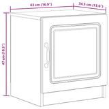 Bedside Cabinet White 43 x 34.5 x 47 cm Engineered Wood - Extra Image